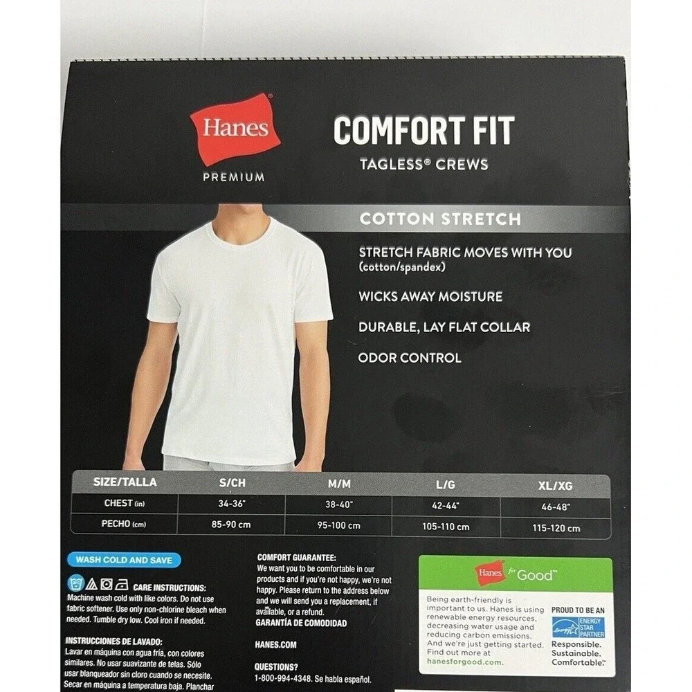 Hanes Mens Crews 3 Pack Undershirt Sz Med Premium Black Label Crewneck White A4